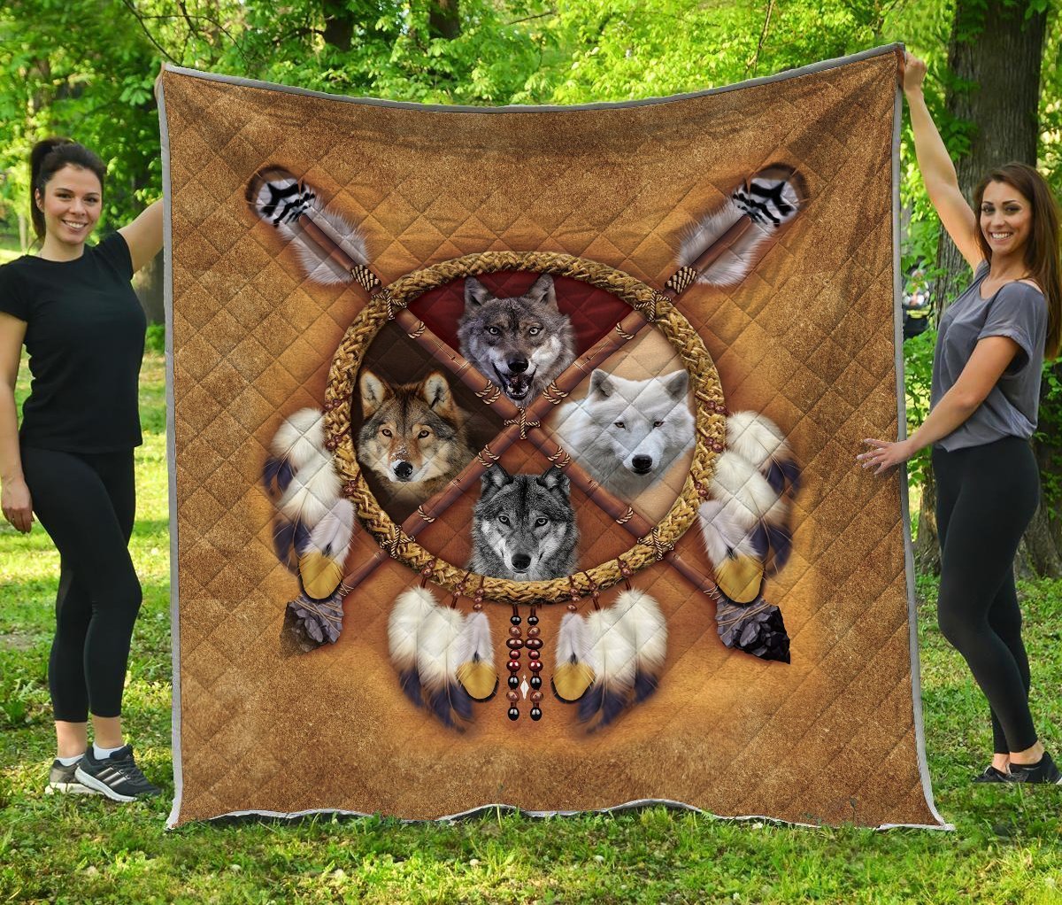 Wolf Native American 3D All Over Printed Quilt