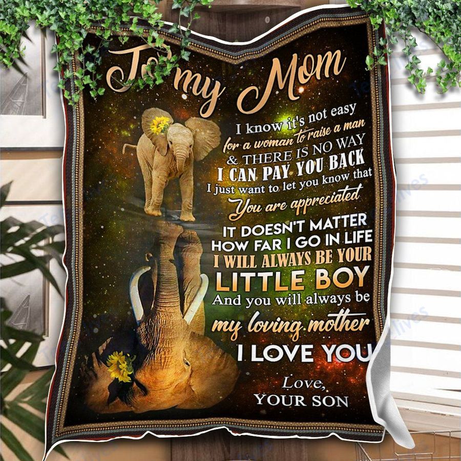 Custom Blanket Elephant Sunflower To My Mom-Best Gift For Mom Mother -Sherpa Blanket TA