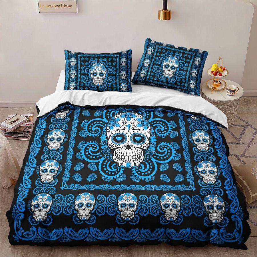 Sugar Skull Blue Pattern Premium Bedding Set 15072107.CTN