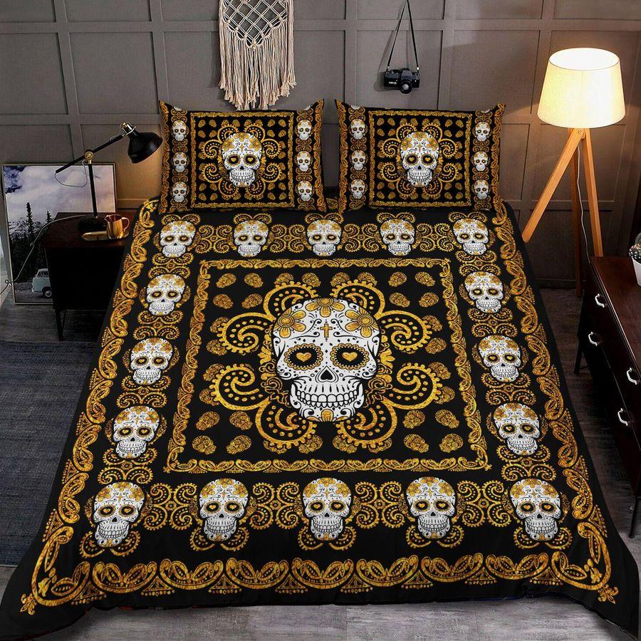 Sugar Skull Gold Pattern Premium Bedding Set 15072110.CTN