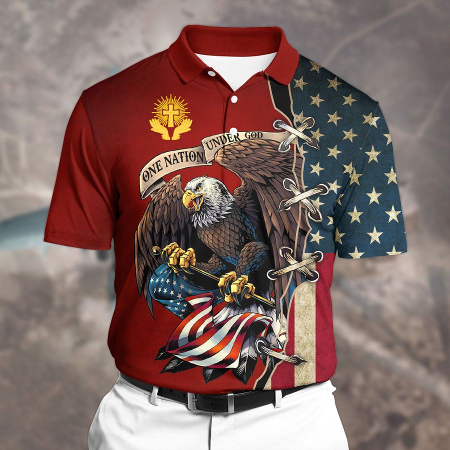 Premium Unique Veteran Polo All Over Printed Eagle Shirt