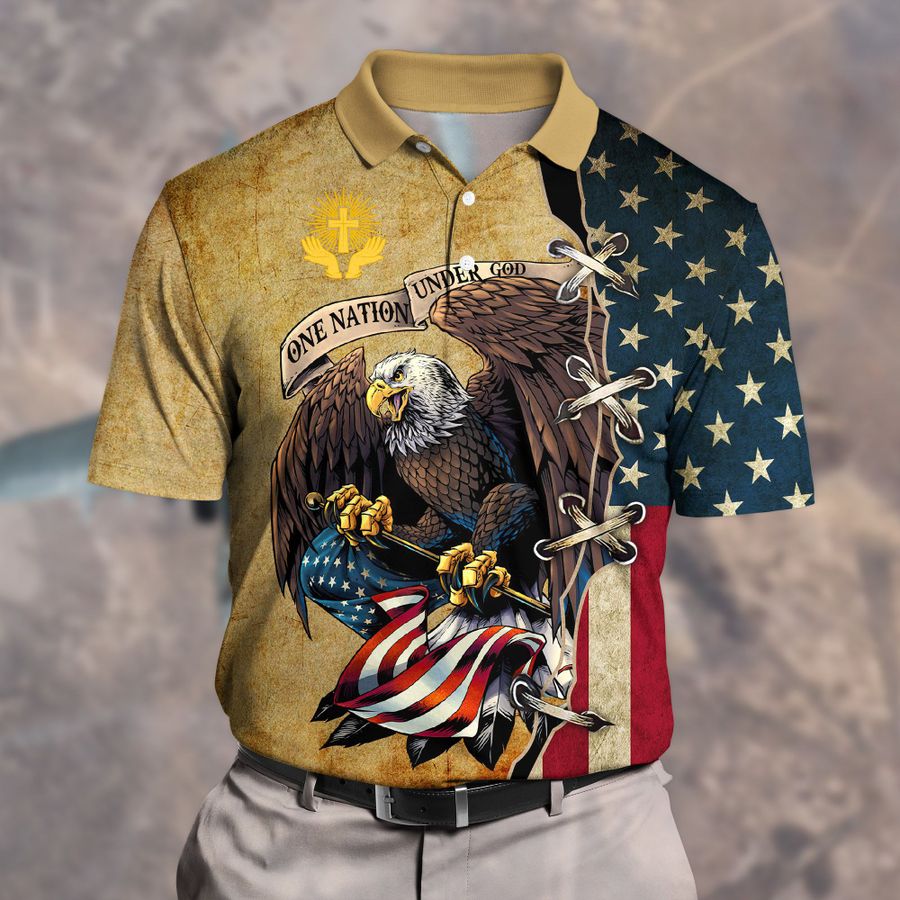 Premium Unique Veteran Polo All Over Printed Eagle Shirt