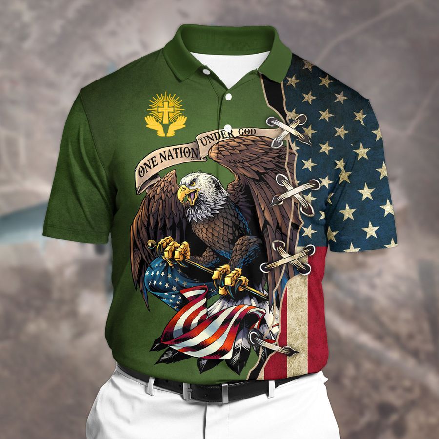 Premium Unique Veteran Polo All Over Printed Eagle Shirt