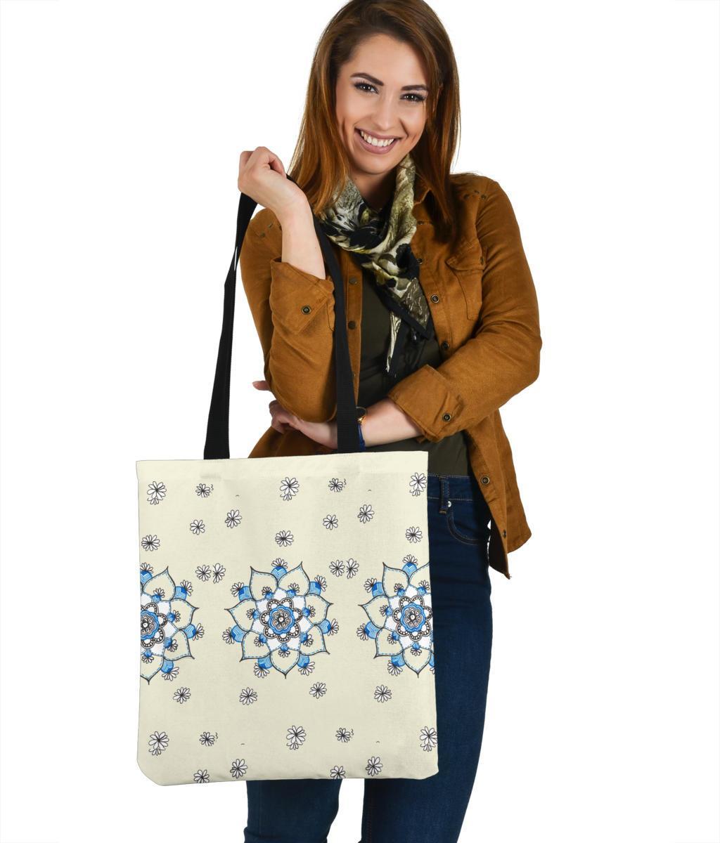 Akruti Artz Blue Floral Tote-Amaze Style™-Akruti Artz Blue Floral Tote-Vibe Cosy™
