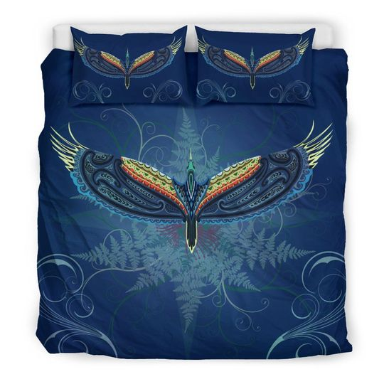 Tui bird with silver fern bedding set