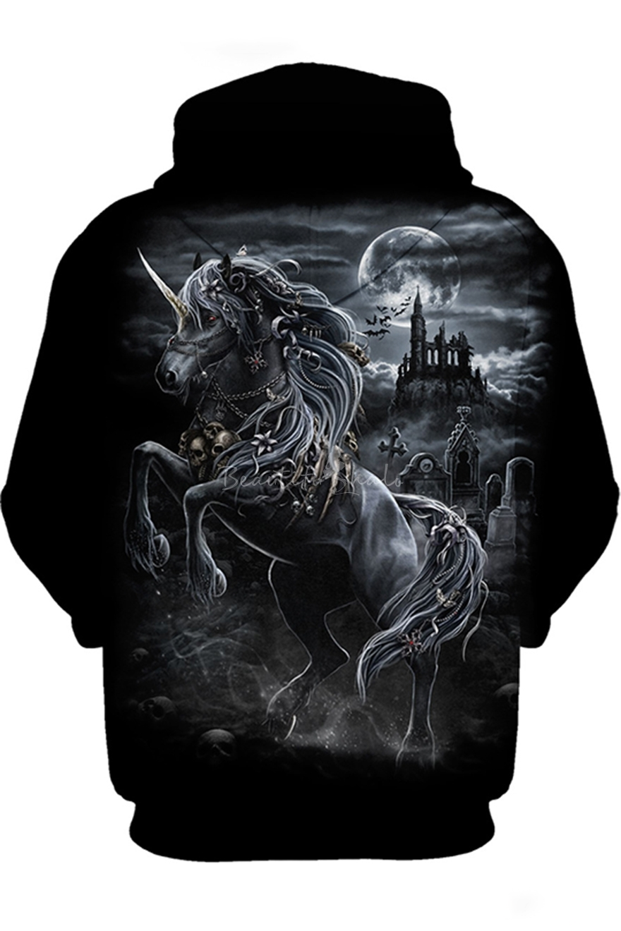 Black 3D All Over Printed Horse Skull Moon PL05032008 - Amaze Style™-Apparel