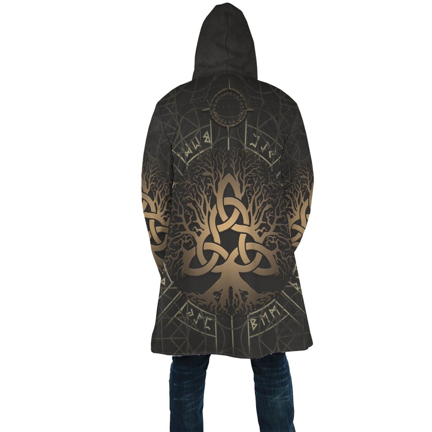 1stIceland Viking Hooded Cloak, Yggdrasil Helm Of Awe Rune Circle K7 - Amaze Style™-ALL OVER PRINT CLOAKS (W)