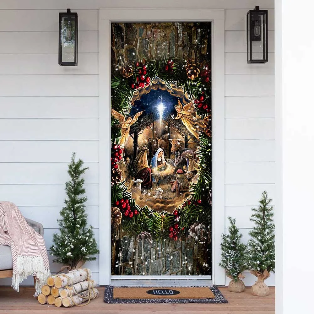 Tmarc Tee Jesus Is Born Family Door Cover