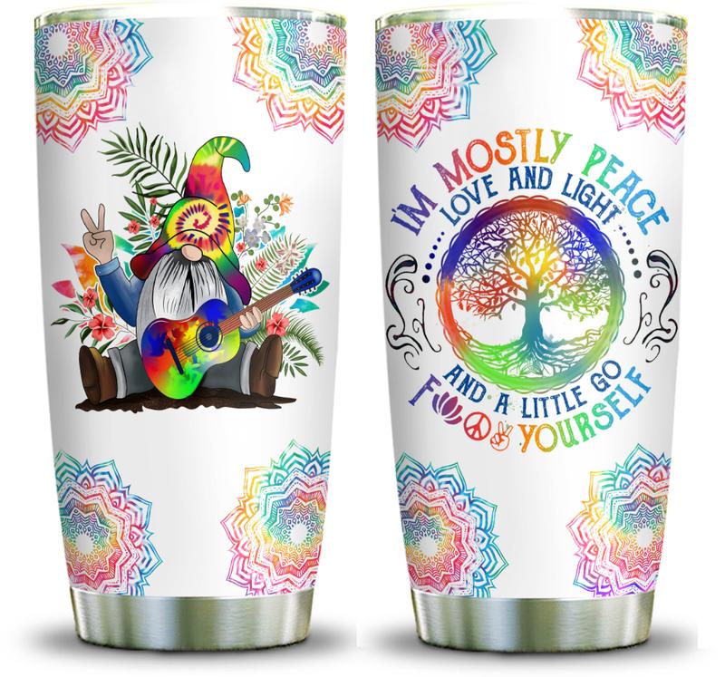 Tie Dye Gnome Hippie Peace And Love Stainless Steel Tumbler