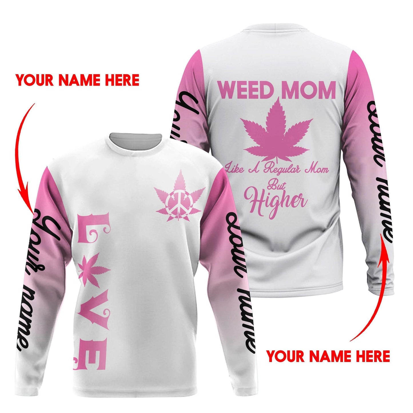 ™ 420 Hoodie Dress Weed Mom 3D all over print White Pink HD00700