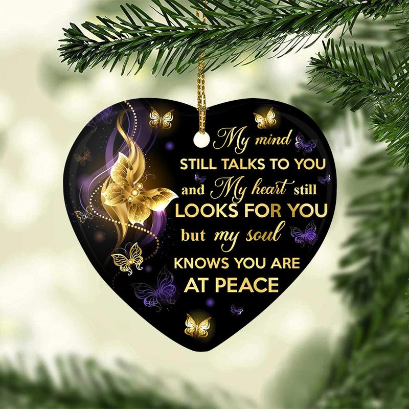 Butterfly You At Peace Heart Ornament, Memorial Gifts On Christmas Occasion