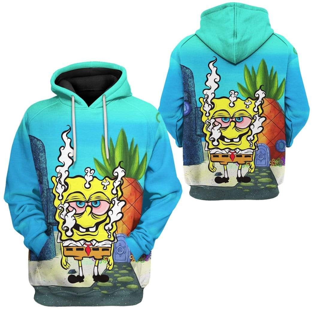 Flowermoonz 3D SpongeBob Smoke Weed Everyday Custom Hoodie Apparel