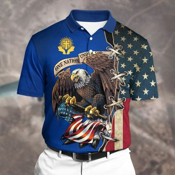 Premium Unique Veteran Polo All Over Printed Eagle Shirt
