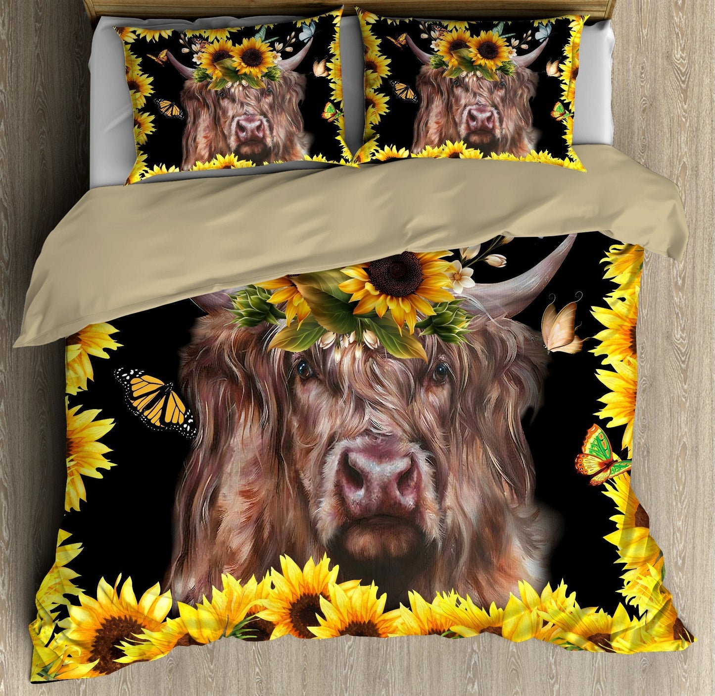Beautiful Highland Cow And Sunflowers Bedding Set HHT21092003-MEI