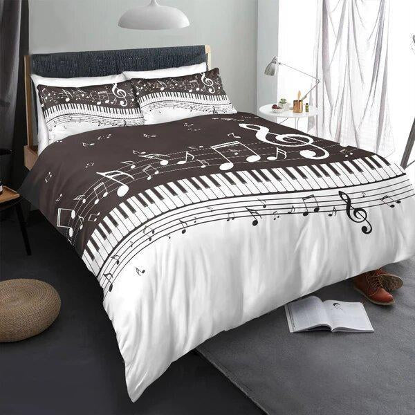 B&W Piano Music Note Bedding Set