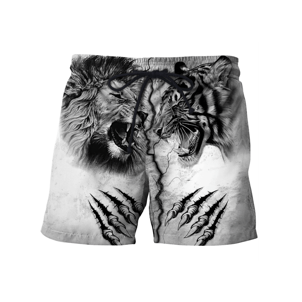 Tiger vs Lion Tattoo Over Printed Shirt For Men and Women