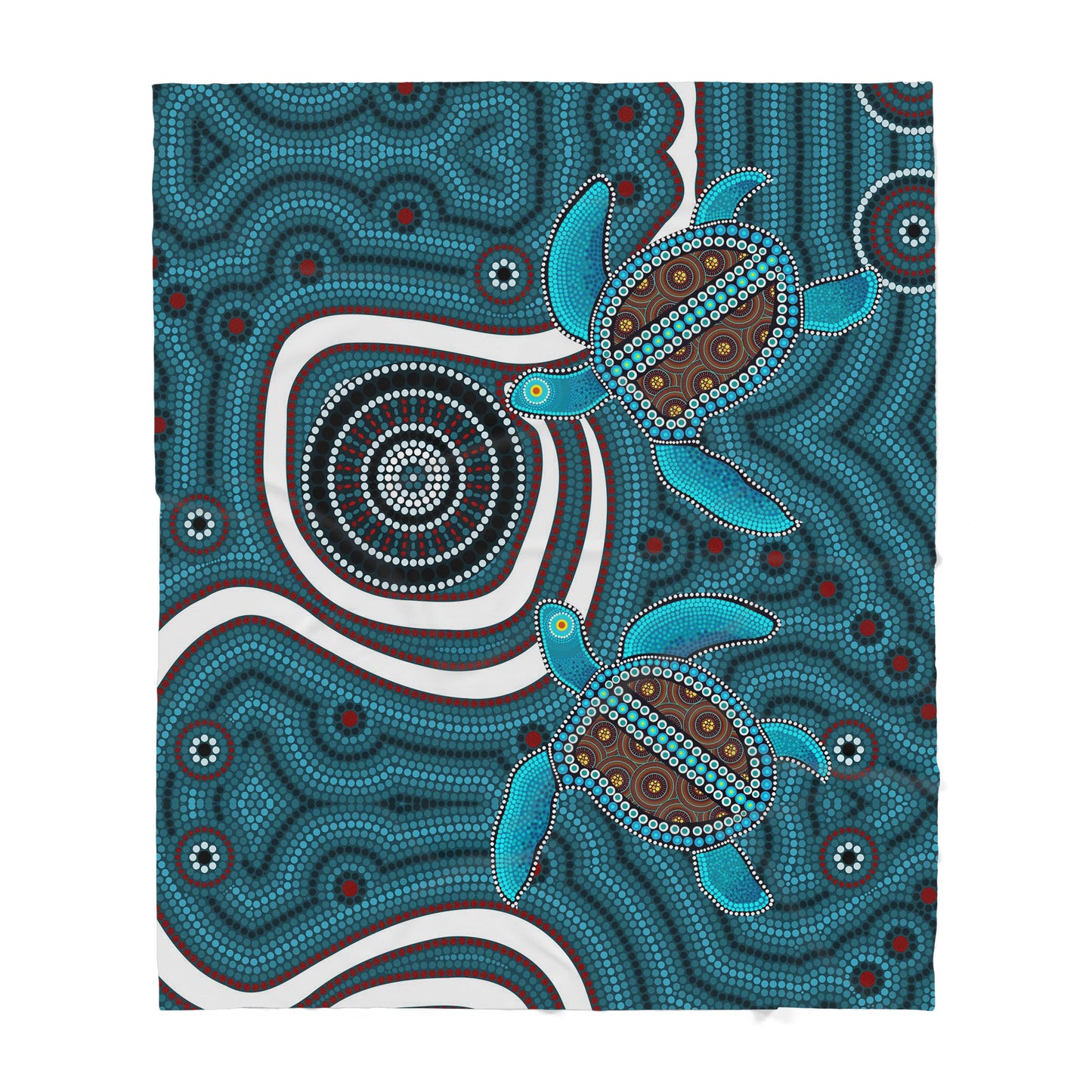 Australian Aboriginal Pattern Blue Turtles Sherpa Blanket HC