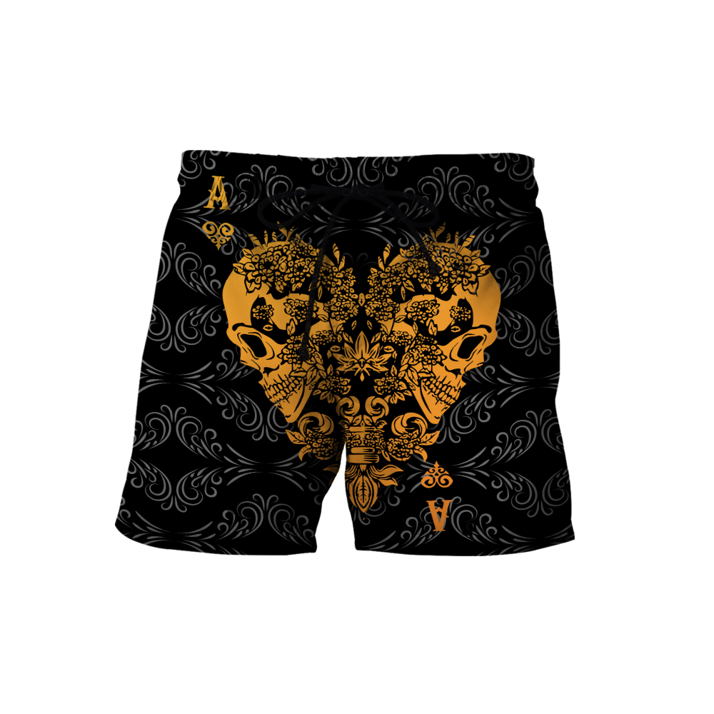 3D Ace Heart Skull Poker Over Printed Hoodie