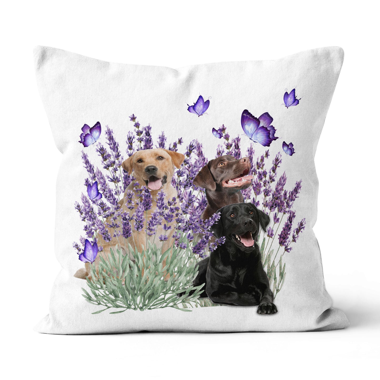 Home Decor Canvas Throw Pillow Purple Pillow Labrador And Flowers