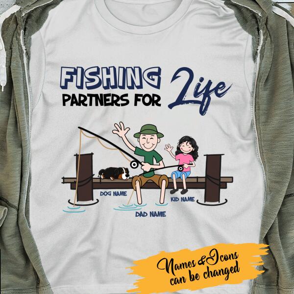 Fishing Partners For Life Personalized T-Shirt, Best Gift For Family