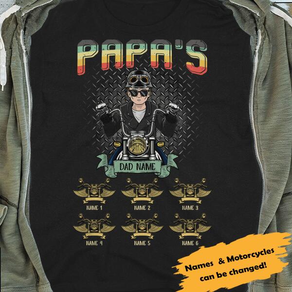 PaPa's Biker Gang Personalized T-Shirt, Best Gift for Dad and Grandfather