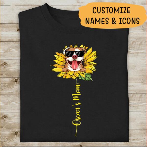 Sunflower Dog Mom - Personalized Custom Women's T-shirt, Gifts For Dog's Lovers