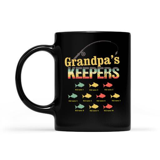 Grandpa's Keepers Fishing Mug Personalized Gift For Father Papa