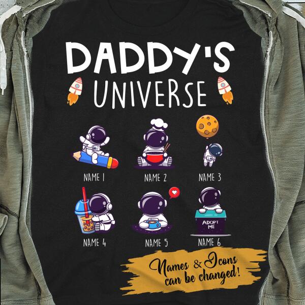 Daddy's Universe Personalized T-shirt Amazing Gift For Father Papa
