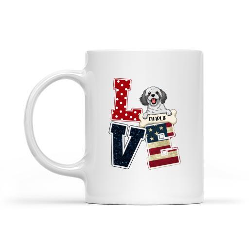 I Love Independent Day Dog Lover Personalized Mug Choose Your Dog