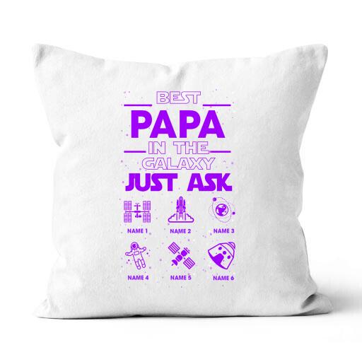 Best Papa In The Galaxy Personalized Canvas Throw Pillow