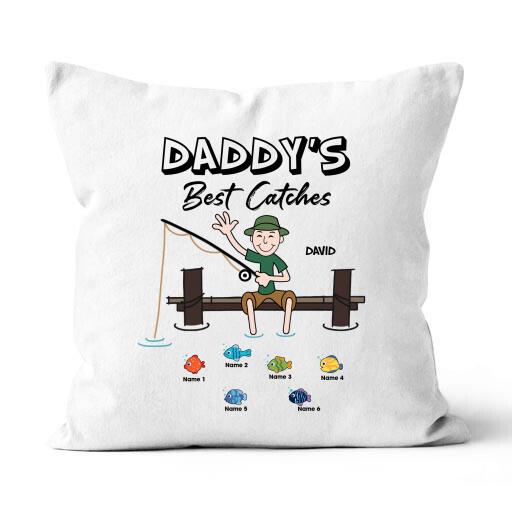 Daddy's Best Catches Personalized Canvas Throw Pillow