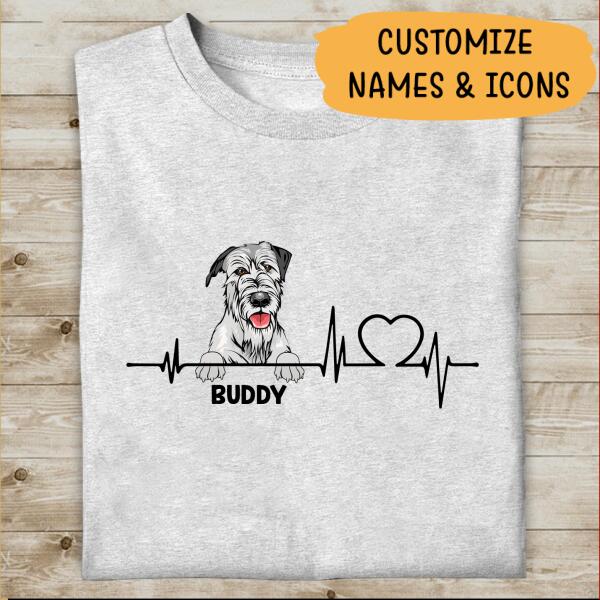 Heart Beat Personalized T-shirt For Dog Lovers Friends