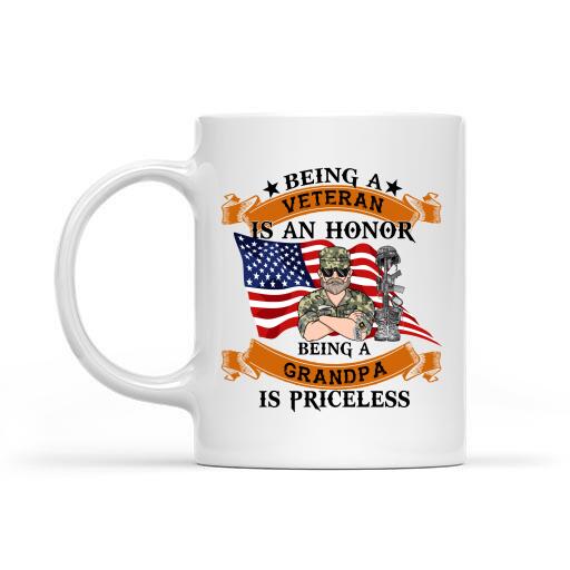 Being A Veteran Is An Honor Being A Grandpa Is Priceless Personalized T-shirt, Mug, Best Gifts For Veterans Day