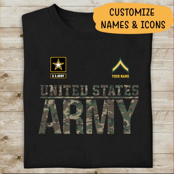 United State Army Personalized T-shirt, Best Gift For Army Dad Grandpa Veterans
