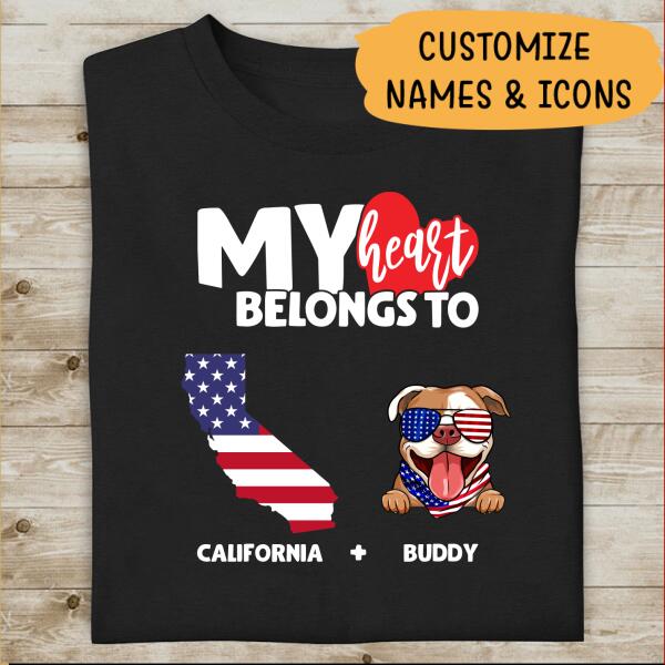 My Heart Belongs To - Personalized Custom Unisex T-Shirt, Best Gift For Dog Lovers