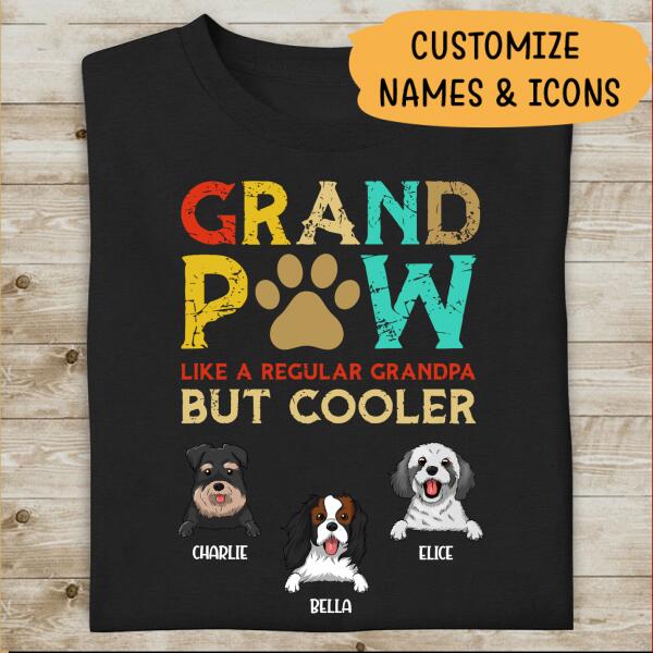 Personalized Dog Shirt Grandpaw Regular Cooler Grandpa Dad, Gifts for Dog Lovers