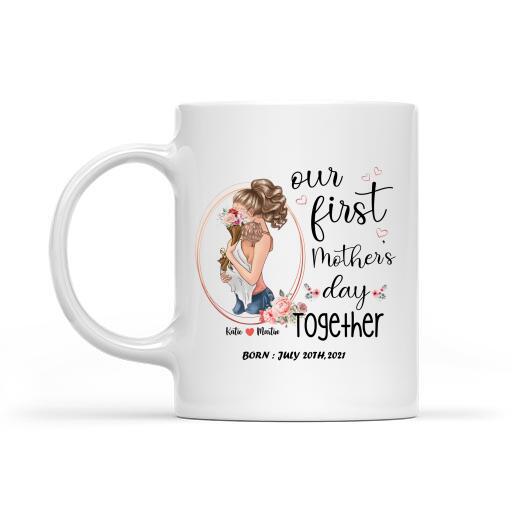 Our First Mother's Day Together Born Personalized T-shirt, Mug, Poster, Canvas Throw Pillow, Canvas, Special Gifts From Mom To Son And Daughter