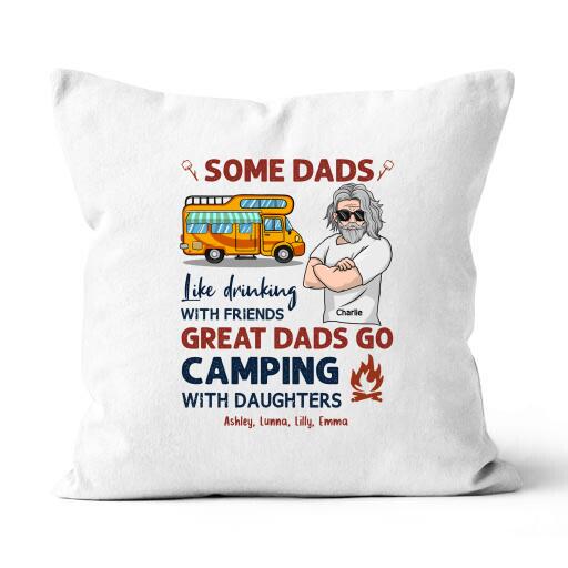 Great Dads Go CampingWith Daughters Personalized Gift Canvas Throw Pillow