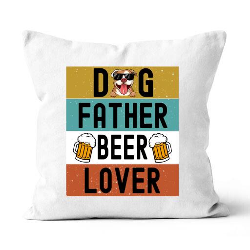 Dog Father And Beer Lover Personalized Canvas Throw Pillow Amazing Gift For Dad Bonus Dad