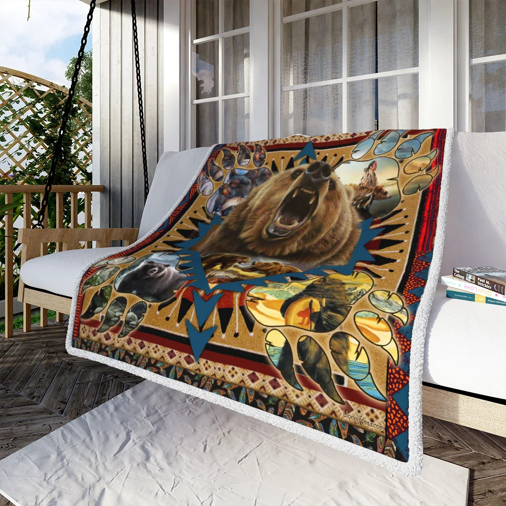 Bear Native American Bearpaw Blanket