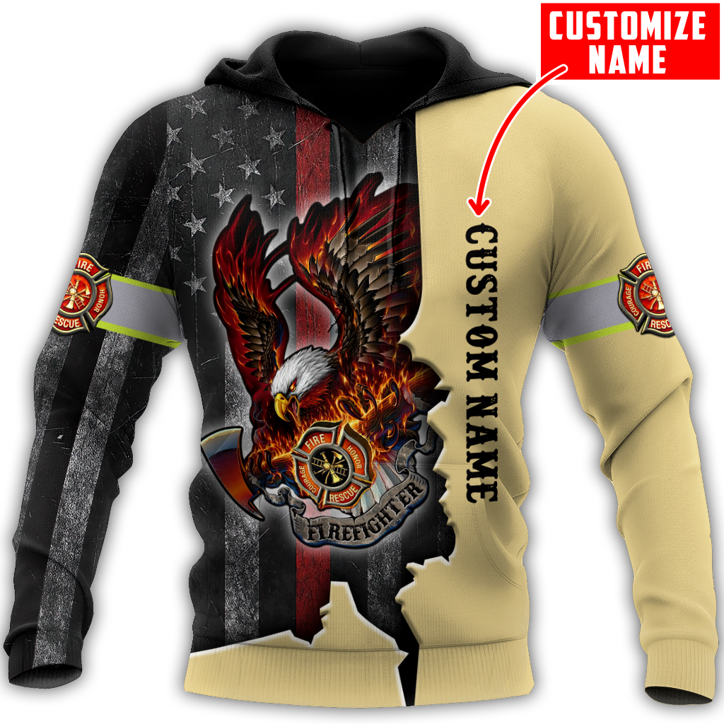 Customize Name Firefighter 3D All Over Printed Unisex Shirts