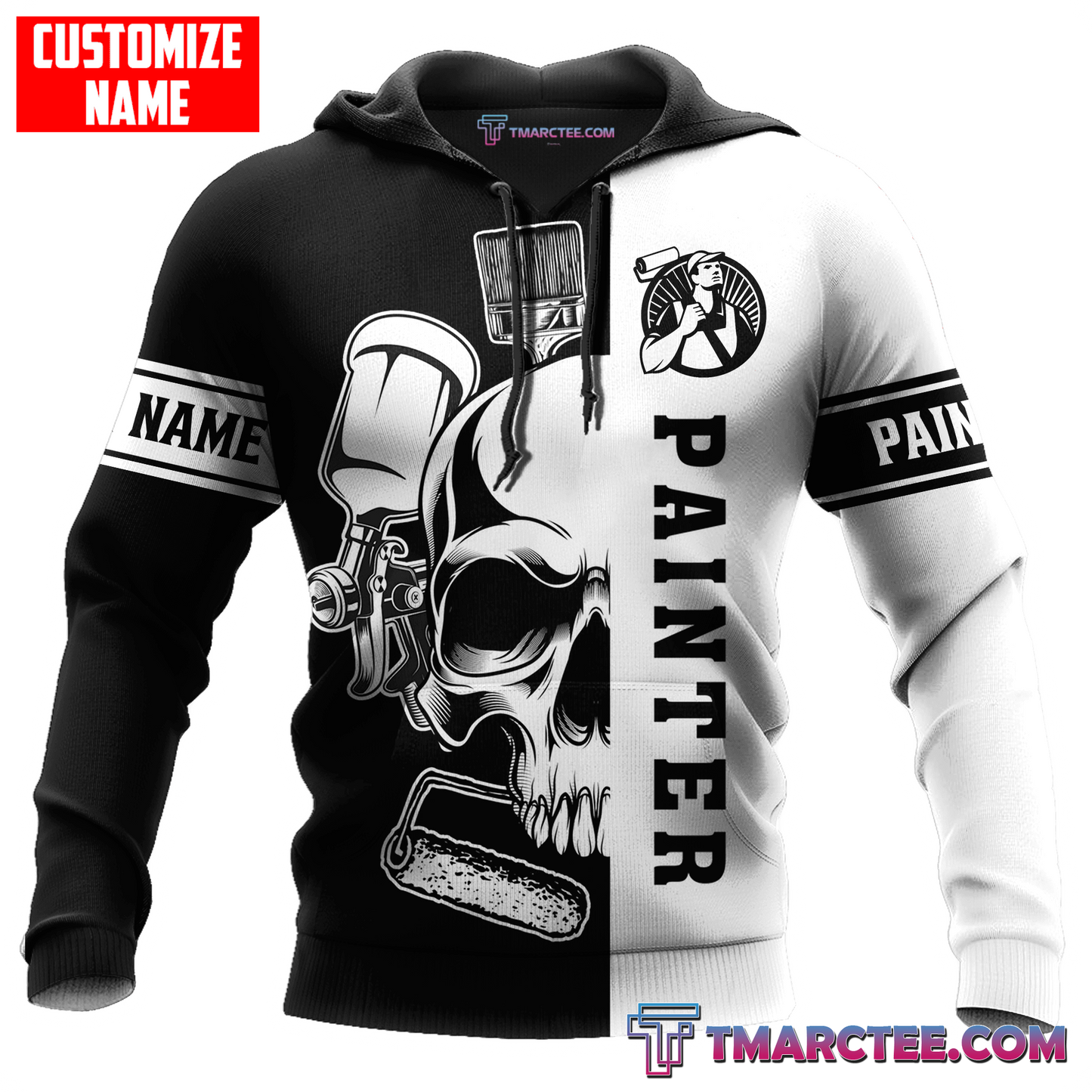 Tmarc Tee Personalized Name Painter 3D All Over Printed Unisex Shirts Skull