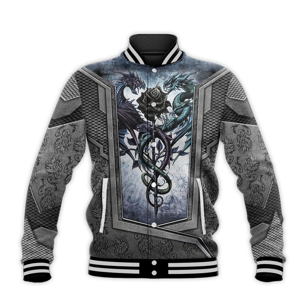 Tmarc Tee Dragon Couple Rose Flowers Armor 3D All Over Printed Winter Shirts