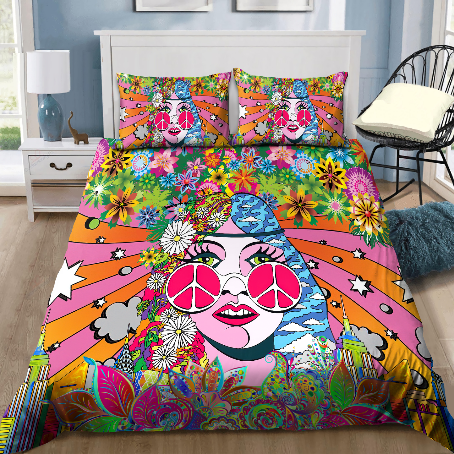 The World Of Hippie Girl Bedding Set