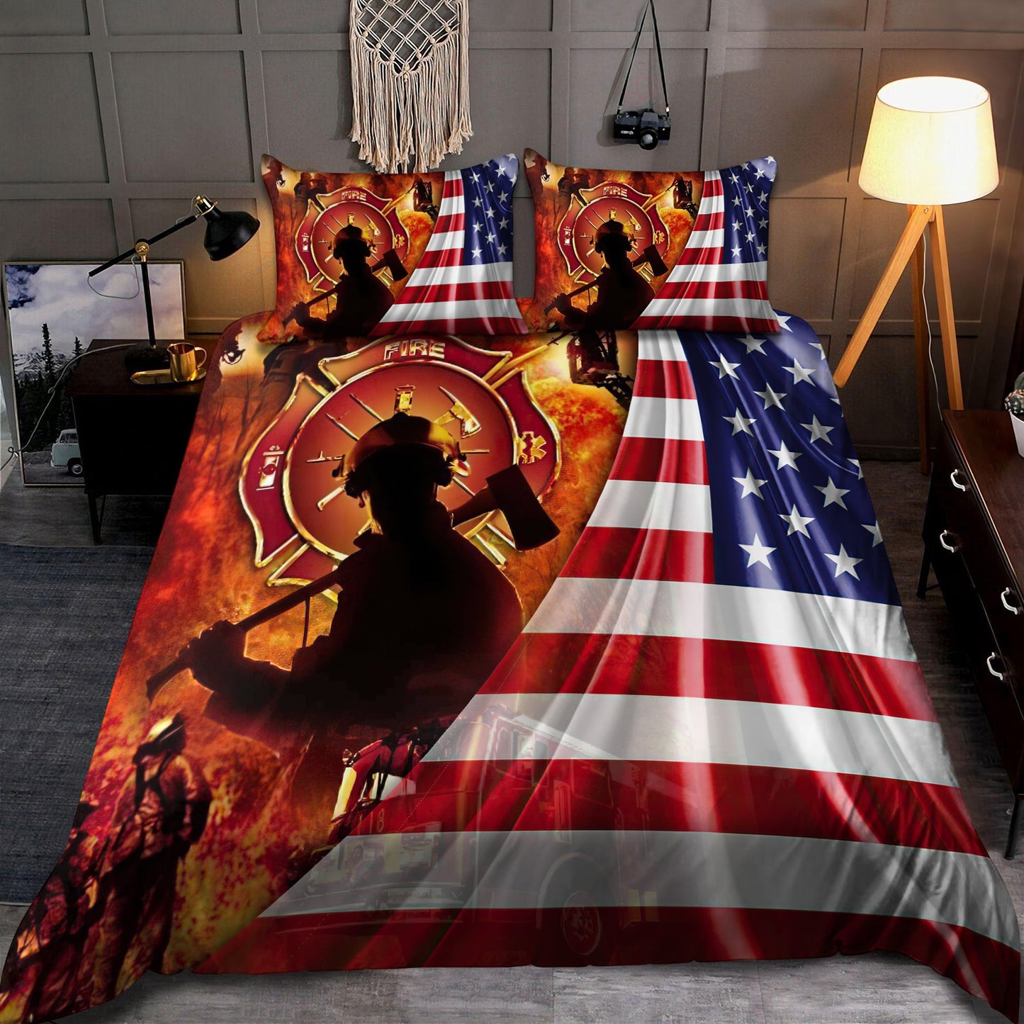 Respectful Firefigter Bedding Set