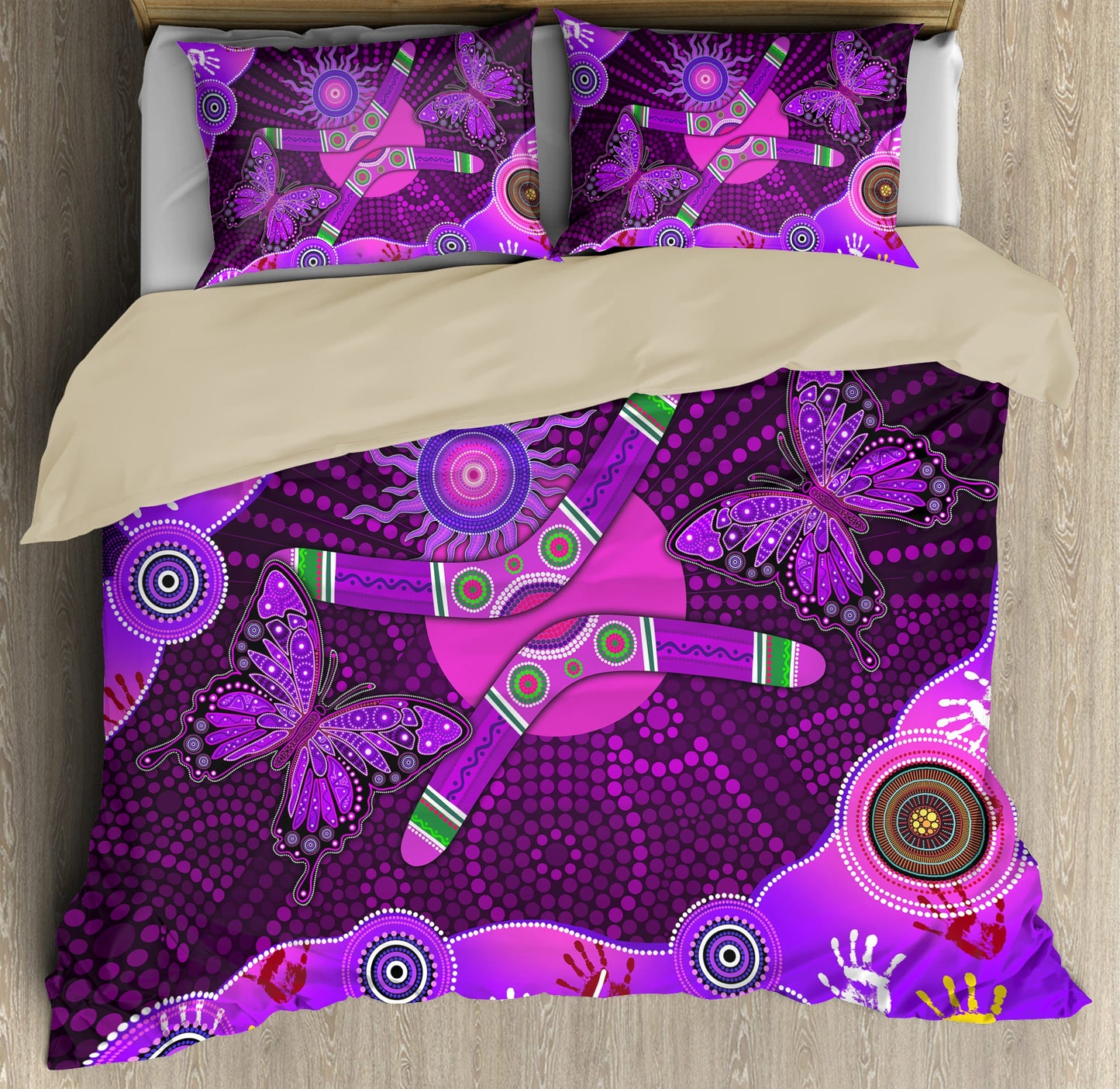 Aboriginal Naidoc Week 2021 Purple Butterflies Bedding set