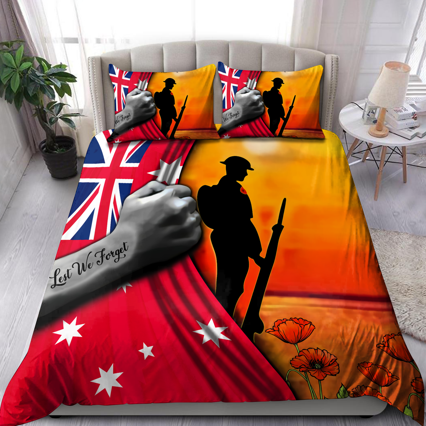 Tmarc Tee Lest we forget Red Ensign Australia Old solider Bedding set