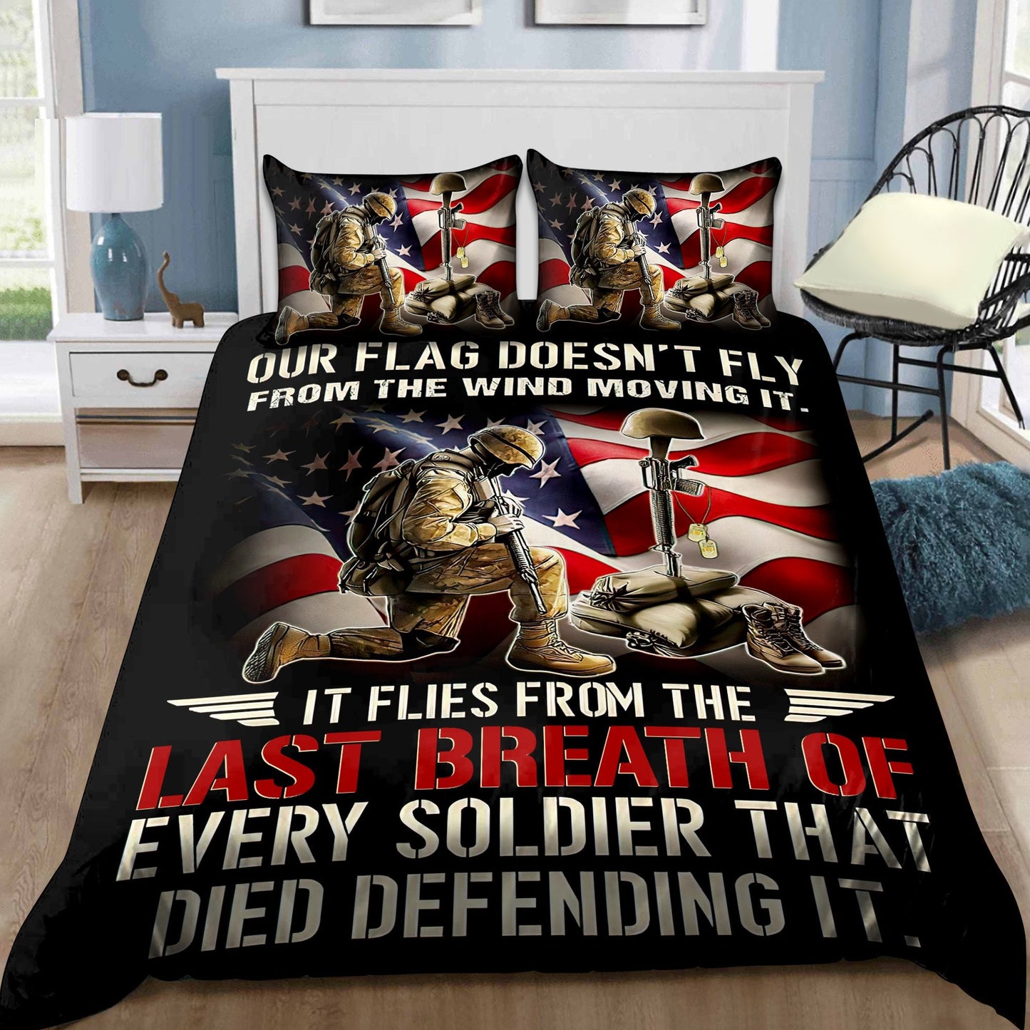 US Veteran Flag old Soldier bedding set Proud Military