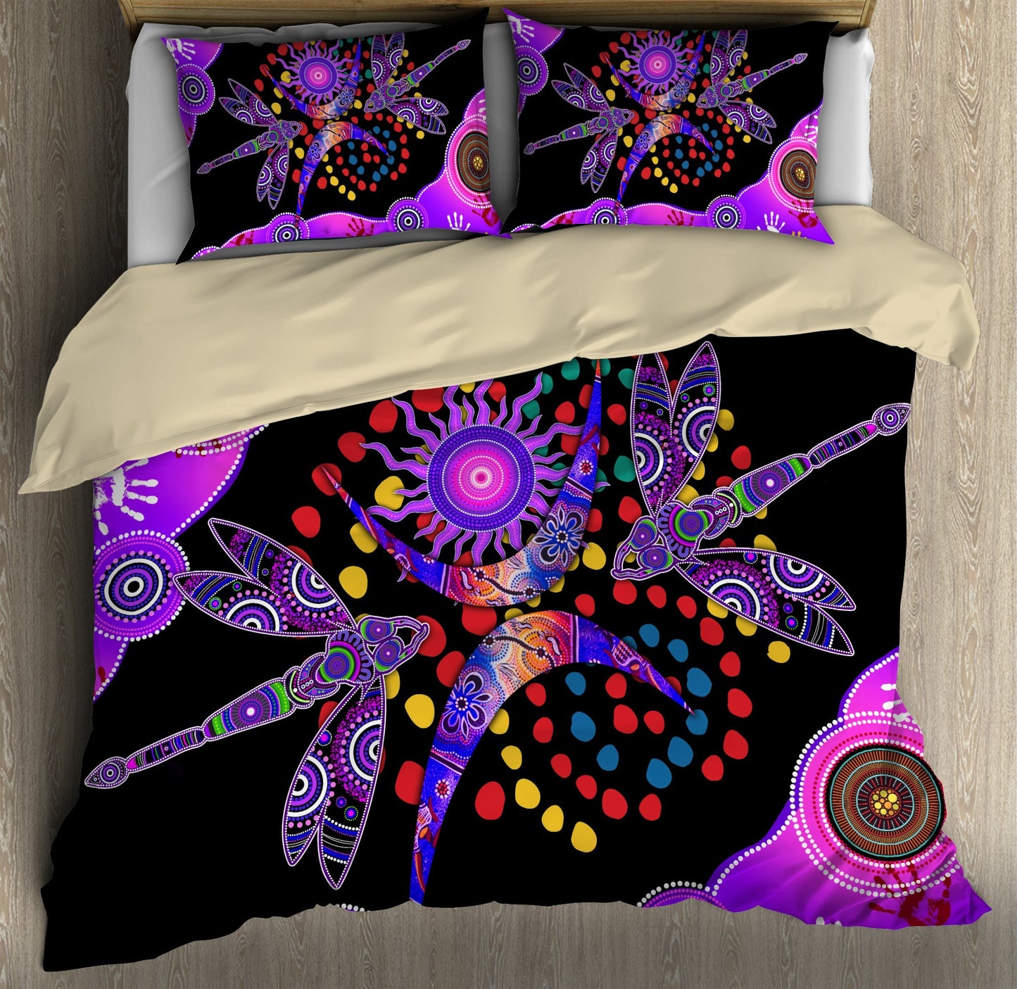 Aboriginal Naidoc Week 2021 Purple Dragonfly Bedding set