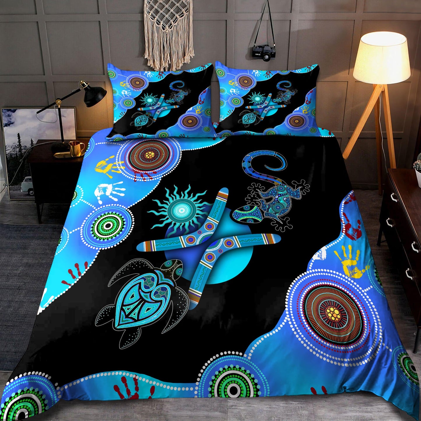 Aboriginal Naidoc Week 2021 Blue Turtle Lizard Bedding set